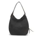 Borsa a tracolla in tela da donna, borsa casual con manici marroni e scomparti multipli. - Nero