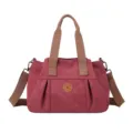 Women's canvas shoulder bag large capacity casual crossbody tote bag stylish design - Purple