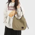 2025 New Casual Canvas Shoulder Bag Large Capacity Versatile Korean Style Handbag for Women - Army Green