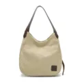 Classic Beige Canvas Shoulder Bag Casual Hobo Handbag for Women Daily Commuting - Khaki