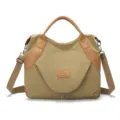 Borsa a Tracolla Donna in Nylon Vintage Grande Capiente Tote Bag Messaggero Casual - Caffè