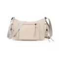 Borsa a tracolla beige multitasche, borsa a spalla vintage casual con zip e comodo manico. - Beige