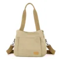 Borsa a Tracolla in Tela Kaki Casual Versatile Grande Capacità Tote Bag da Donna Stile - Kaki