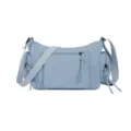 Borsa a tracolla moto multi-tasche azzurro chiaro, borsa a spalla trendy con comode cerniere. - Blu