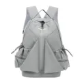 Zaino casual versatile in tela di nylon plissettato, borsa da scuola con coulisse stile coreano. - 30*16*45cm / Grigio