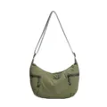 Borsa a tracolla casual in nylon da donna, leggera borsa a mezzaluna per viaggi quotidiani. - Verde