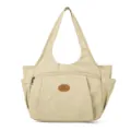 Borsa a tracolla casual in tela beige con tasche multiple per l'uso quotidiano. - Kaki