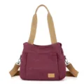 Elegante borsa a tracolla in tela da donna, grande shopper casual e borsa crossbody bordeaux. - Viola