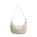 Borsa a tracolla mezza luna in nylon casual da donna, borsa leggera beige per tutti i giorni. - Bianco avorio