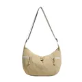 Borsa a tracolla mezza luna in nylon alla moda, borsa casual leggera da donna. - Kaki