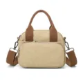 Borsa a tracolla in tela bicolore da donna, versatile borsa casual con manico e tasca. - Kaki