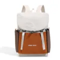 Zaino casual in tela per viaggi studio, borsa scolastica patchwork di grande capacità - Bianco