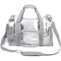 Borsa da palestra trasparente in PVC con comodo scomparto scarpe e tracolla grigia. - Grigio