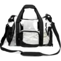 Borsa da viaggio sportiva trasparente in PVC con cinghie nere e scomparto per scarpe. - Nero