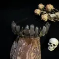 Gothic raw crystal crown headband with raven skull, ideal for dark photography props. - Smoky Quartz + Antique Bronze Crow Skull