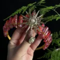 Handmade natural pink crystal crown headband with sun goddess charm for women fairy headpiece - AB Red Gold Sun