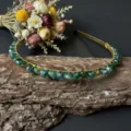 Handgemachte grüne Kristall Tropfen Stein Haarreif Detailansicht, exquisite Braut Haar-Accessoire. - Grüner Achat & Grün