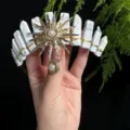 Crystal Tiara Headband White Stone Gold Sun Goddess Crown Hair Hoops Boho Festival Hair Accessories - White Turquoise