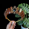 Cerchietto corona in cristallo naturale stile gotico accessorio per capelli da donna - Stile Dea Girasole Oro Agata Rossa / Rosso
