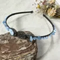 Serre-tête couronne en cristal naturel pierre de lune fait main accessoire de cheveux gothique - Aigue-marine