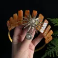 Orange crystal crown headband sun goddess headpiece festival hair accessory for women - Red Aventurine