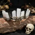 Crystal Crown Headband Gothic White Quartz Headpiece Butterfly Raven Skull Hair Accessories - White Crystal + Antique Bronze Crow & Butterfly