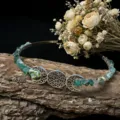 Handmade natural green crystal stone chipped moon crown headband, exquisite bridal hair accessory. - Green Agate With Moon
