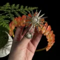 Handcrafted crystal crown headband sun goddess hair accessory orange quartz festival headpiece - Yellow Orange Gold Sun