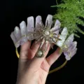Natural crystal crown headband with sun goddess accessory, fashion women photo prop. - Light Amethyst