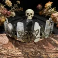 Gothic natural crystal crown headband with butterfly and raven skull for women photography. - Rutilated Quartz + Antique Bronze Crow & Butterfly