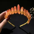 Orange crystal crown headband, handmade wire wrapped quartz tiara hair accessory. - Yellow Orange