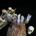 Natural crystal crown headband with raven skull gothic style hair accessory for women photo - Light Amethyst + Antique Bronze Crow Skull