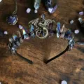 Natural crystal crown headband gothic style hair accessory for women holiday party gift - Multicolor Accent With Dragon