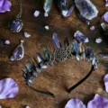 Crystal crown headband aura quartz hair accessories for women holiday party photography gift - Multicolor Accent With Triple Moon