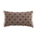 Boho style rectangular lumbar throw pillow cover with red tufted dots and fringe edges. - 35x60cm Cover Only / Red Polka Dot