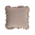 Housse de coussin à carreaux marron et volant, taie d'oreiller carrée en coton vintage. - Volant à carreaux café