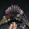 Serre-tête lune en cristal couronne fée gothique quartz rose accessoires cheveux femme accessoires photo - Rose Vert