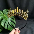 Crystal Crown Headband Black Crescent Moon Branch Hair Accessories for Women Fashion - Moon Branch Crown Headband / Gold