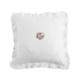 French vintage white throw pillow with lace embroidery, ruffles and floral accent for bed. - 45x45cm Pillowcase / Style #4