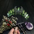 Serre-tête couronne croissant de lune en cristal vert naturel accessoires de cheveux tendance photo - Style Vert Herbe