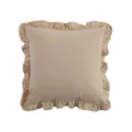 Housse de coussin carrée unie avec bordure à volants, style vintage doux coussin déco. - Khaki avec volants