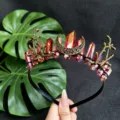 Handmade crystal crown headband with crescent moon and branch design for women fashion party - Moon Branch Crown Headband / AB Red (Red Iridescent Crystal)
