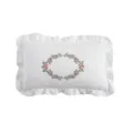 French vintage lace embroidered lumbar pillow with white ruffled decorative design - Style #7