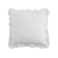 White ruffled square pillow cover, washed cotton pure color decorative cushion case. - White