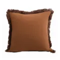 Fundas de cojin cuadradas marrones con flecos, funda de almohada decorativa de lino y algodon. - Caramelo