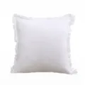 Funda de cojín cuadrada de algodón y lino de estilo minimalista con flecos elegantes. - Blanco