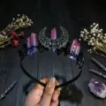 Serre-tete couronne lune cristal accessoires cheveux gothique femmes mode photo props - Style Rouge Bleu Noir