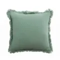 Funda de cojín verde con flecos, elegante funda decorativa cuadrada para sofá moderno. - Verde Lago