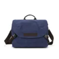 Elegante borsa a tracolla in tela blu da uomo, borsa messenger resistente con cinghie. - Blu scuro