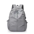 Zaino casual in nylon grigio unisex leggero borsa scolastica da viaggio con porta USB - Grigio